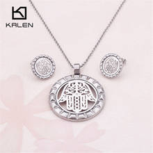 KALEN Color Fatima Hand Jewelry Sets For Women Classic Stainless Steel Hamsa Hand Pendant Necklace Earrings Sets Accessories 2024 - buy cheap