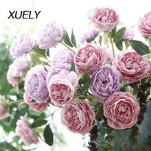 52cm European Artificial Flower 3 Head Silk Peony Wedding Flower Foreign Rose Decorative Home  Party Decor Melaleuca tea rose 2024 - buy cheap