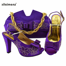 Conjunto de zapatos italianos y bolso para mujer, zapatos de tacón superalto, Moda Africana, a juego, para boda, novedad de 2019 2024 - compra barato