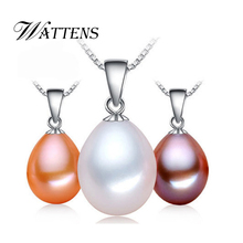 WATTENS Fashion 9-10mm Big Sale Pearl Necklace Drop Shape Natural Freshwater Pearl 925 silver Pendant Jewelry For Women Gift 2024 - buy cheap