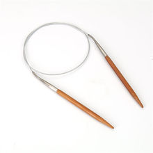 New 8mm Natural Bamboo Stainless Steel Circular Hand Sewing DIY Craft Tool Knitting Needles 80cm(31 4/8") long, 1 Pair 2024 - buy cheap