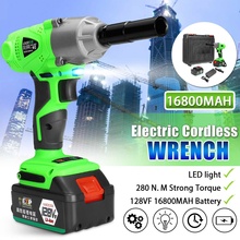 Cordless Impact Electric Wrench Stepless Speed Adjustable Socket Wrench Household Electric Tool with LED Light 128VF 16800MAH 2024 - buy cheap