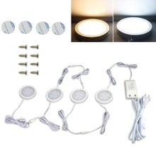 Lâmpada led duplo para armário, 3/4 unidades, 12leds, luzes articuláveis para cozinha, interruptor ue/eua, armário, bar, decoração para casa, balcão, vitrine