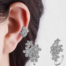 Shiny Crystal Zirconia Flower Ear Cuff Earrings Without Piercing Ear Clip Earrings Fashion Jewelry Accessories Gifts for Women 2024 - buy cheap