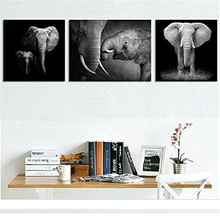 3 Панели, Настенная картина, холст, африканский слон, пейзаж, масляная живопись, картина, украшение для дома, современный холст, печать без рамки 2024 - купить недорого