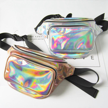 Pochete e bolsa transparente para mulheres, bolsa de cintura em pvc com laser do arco-íris, pochete, bolsa de peito, novo, 2019 2024 - compre barato