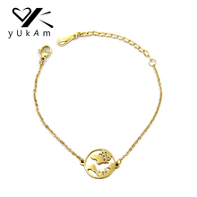 YUKAM Jewelry Stainless Steel Travel World Map Bracelet Bangle Wanderlust Globe Earth Link Chain Bracelet Silver Color Rose Gold 2024 - buy cheap