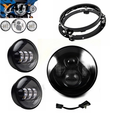 Motorcycle 7" LED Headlight 4-1/2 LED Passing Lamps Fog Lights Mounting Ring for Road King Road Glide Street Glide Electra Glide 2024 - buy cheap