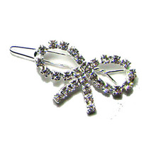 Elegante lazo con diamantes de imitación para bisagra de pelo, clips, pasador de boda, adorno, accesorios de joyería, nuevo 35x20mm, 1DZx 2024 - compra barato