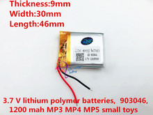 Li-po 3,7 V литий-полимерный аккумулятор 903046 MP4 электронные продукты Bluetooth стерео 1200 мАч 2024 - купить недорого