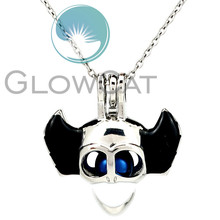 Black Enamel Skull Beads Cage Locket Pendant Perfume Diffuser Pearl Cage Necklace KK1006 2024 - buy cheap