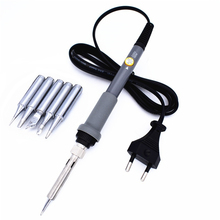60W 220V Electric Soldering Iron Kit Adjustable Temperature Solder Tools Welding Kit EU Plug 200-450 Deg.C with 5 Welding Tips 2024 - buy cheap