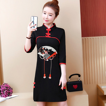 Vestido feminino retrô oriental, primavera 2019, cheongsam qipao reformação, plus size, elegante, vestido chinês ta1345 2024 - compre barato