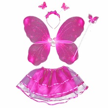 Conjunto de disfraz de princesa de hadas para niños, diadema de varita con alas de mariposa, tutú, gran venta de faldas, X3, 4 Uds., novedad 2024 - compra barato