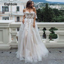 Eightale Boho Wedding Dress Appliques Tulle Sweetheart Floor-length Lace A-line Off The Shoulder Illusion Sexy Bridal Gowns 2024 - buy cheap