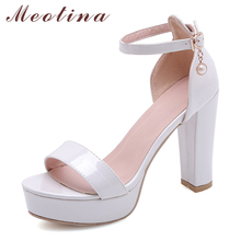 Meotina Summer Sandals Women Shoes Patent Leather Platform Thick Heels Party Shoes Buckle Super High Heel Ankle Strap Sandals 43 2024 - buy cheap