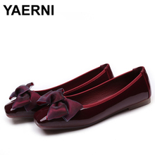 YAERNI 2019 Classic Brand Shoes Women Casual Square Toe Black Wine red grey Shoes for Women Flats Comfortable Slip on Women Shoe 2024 - buy cheap