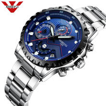 2018 NIBOSI Лидирующий бренд, роскошные мужские водонепроницаемые спортивные часы из нержавеющей стали, мужские кварцевые аналоговые часы, мужские синие наручные часы 2024 - купить недорого