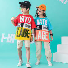 Fashion Spell Color Hiphop T-shirt Shorts Pants Jazz Hip Hop Suit Kids Boy Girl Dance Costume Children Stage Competition Clothes 2024 - buy cheap