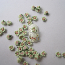 CF1-8 30pcs Cute Ceramic Green Flower Shape Nail Art Decoration Outlooking 2024 - buy cheap