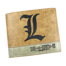 Khaki Leather Wallet of Anime DEATH NOTE Short Wallet L Lawliet Men Women's Purse for Gift 2024 - buy cheap