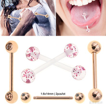 2 pcs/lot Flashing Powder Barbell Tongue Piercing Tongue Ring Soft Acrylic Nipple Rings Bijoux Helix Piercing langue Sex Pircing 2024 - buy cheap