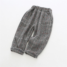 18M- 6Y Baby Girl's Checked Loose Harem Pants Toddler Kids Girl Thick Woollen Plaid Trousers Korean Children Clothing Wholesale 2024 - buy cheap