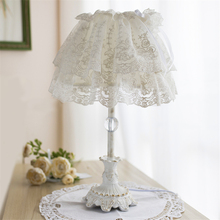 Princess Girl Korean Fabric Lace Table Lamps Warm Children Room Nordic Style Bedroom Bedside Desk Lights Decorative Fixtures 2024 - buy cheap