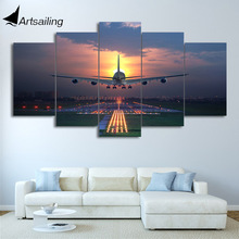 5 шт., настенные картины с изображением заката, самолета, лужайки, аэропорта 2024 - купить недорого