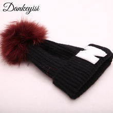 Dankeyisi chapéu de inverno feminino, chapéu quente de pompoms de pele para mulheres e meninos, gorros de malha grossos para homens e mulheres 2024 - compre barato