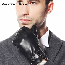 Promotion Men Genuine Leather Gloves Warmth Solid Sheepskin Glove Fashion Wrist Thicken Winter Driving M013NC 2024 - buy cheap