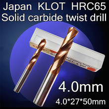 4.0*27*50mm 2pcs/set Japan KLOT HRC65 coating Solid carbide twist drill processing Hardness 65 degrees  following materials 2024 - buy cheap