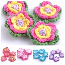 Sewing Accessories 20PCs Handmade Sew-on Appliqued Crochet Knitted Flowers Applique Scrapbooking 3.5cm CP0553 2024 - buy cheap