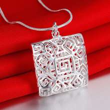 hollow square silver plated Necklace New Sale silver necklaces & pendants /RRZJKSDL MBGEIZFI 2024 - buy cheap