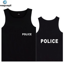 Roupa de polícia camiseta masculina da moda, polícia impresso musculação sem mangas casual fitness regatas plus size colete de verão 2024 - compre barato