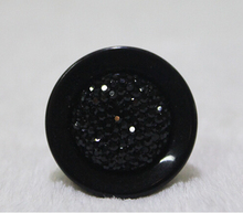 Free shipping 30mm 6pcs/lot black color flatback 2 holes crystal buttons, big black buttons W050 2024 - buy cheap