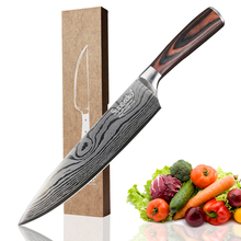 SUNNECKO Professional 8 inch Chef Knife Stainless Steel Kitchen Knives Sanding Laser Pattern Pakka Wood Handle Sharp Cutter Tool 2024 - buy cheap