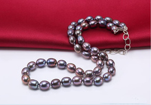 35-43cm 14-17 ''joyería de mujer AAA perla natural 7x8mm negro azul marrón oval de agua dulce collar de perlas de regalo 2024 - compra barato