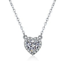 Colgante de plata de ley 925 con diamantes en forma de corazón para mujer, joyería romántica con forma de corazón de 2 quilates 2024 - compra barato