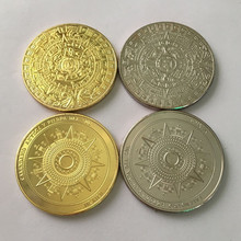 2 pcs  (1 set)  New design Mayan aztec calendar gold plated Mexico souvenir coin set 2024 - buy cheap