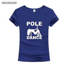 Camiseta com estampa de pole dance, camiseta de algodão feminina manga curta, gola redonda, camiseta engraçada para senhoras, camiseta casual 2024 - compre barato