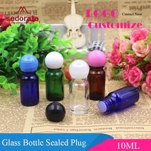 Sedorate 50 pcs/Lot 10ML Clear Green Amber Blue Glass Bottle With Inner Plug Dropper Mini Glass Vial Cute Ball Lid Bottle YM052 2024 - buy cheap