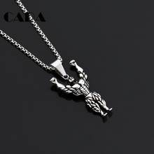 2021 New Mens gym bodybuilding necklace 316L stainles steel muscle men pendant necklace mens fitness jewelry necklace CAGF0453 2024 - buy cheap