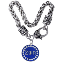 New university greek society ZETA PHI BETA sorority jewelry bracelet pearl inlaid enamel metal round pendant bangle 2024 - buy cheap