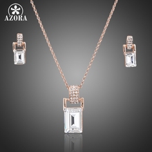 AZORA Rose Gold Color Stellux Austrian Crystal Necklace and Earrings Jewelry Set TG0056 2024 - buy cheap