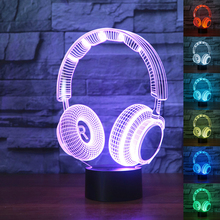 3D DJ Headphone Illlusion Lamp Studio Monitor Headset hifi Music Earphone 3d Night Light Color bedroom Table Lamp Home decor led 2024 - buy cheap