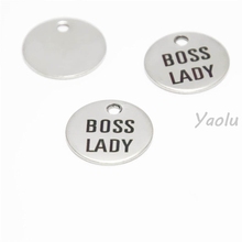 Boss Lady-colgante de disco de acero inoxidable, 10 unidades por lote, 20mm 2024 - compra barato