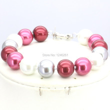 Christmas Gifts Girls 10mm Red&White&Silvercolor Glass Pearl Beads Bracelet Jewelry Making Design For Women 2024 - buy cheap