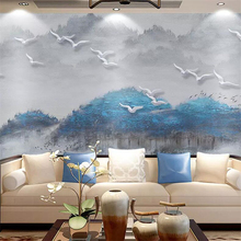 beibehang Custom wallpaper 3d photo mural new Chinese abstract ink landscape oil painting bird TV background wall paper 3d mural 2024 - buy cheap