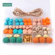 Bopoobo 1Set Silicone DIY Set Colorful Beads Mommy Hands-on New Mommy Gift Lovely Toy For Baby BPA Free Bracelet Baby Teether 2024 - buy cheap